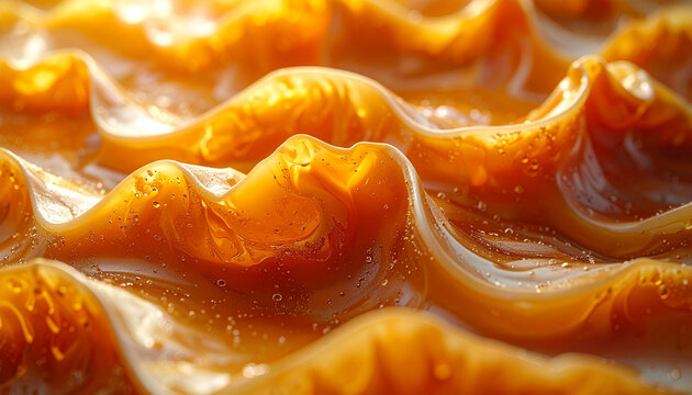 Tekstur gelombang makro madu amber abstrak