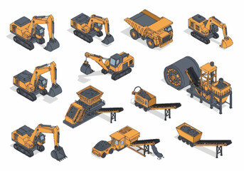 Collection of Construction and Mining Heavy Equipment Machines. © berkah nikah