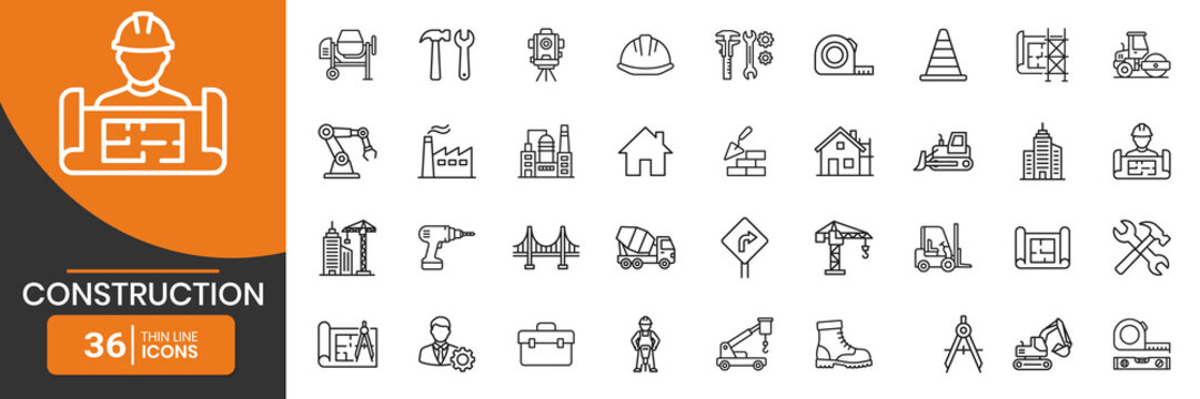 Construction Thin Line Web Icons