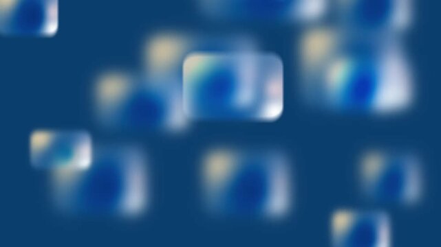 abstract blue background with flying screens in bokeh, looped