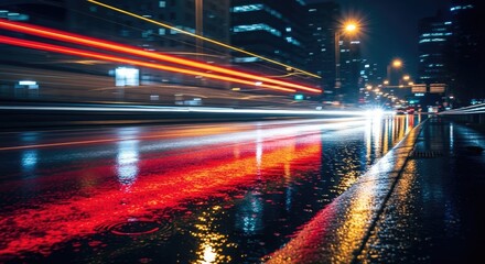 Fototapeta premium Night City Lights - Capturing Motion and Energy.