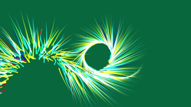 Light streaks effect with glowing lines and particles, abstract explosion and energy trail motion graphics 4K, seamless loop for professional cinematic video production and VFX overlays