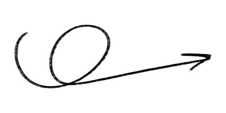hand drawn black brush loopy arrow pointing right