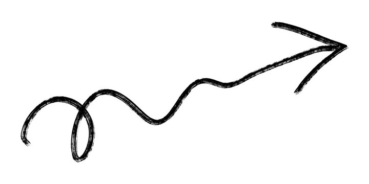 hand drawn black brush wavy spiral arrow