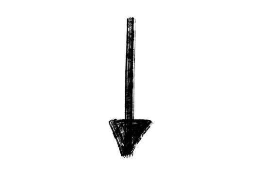 Vertical downward arrow, black hand drawn down arrow