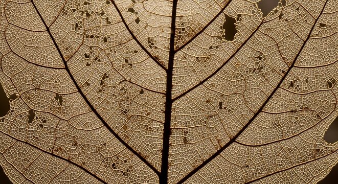 Macro view of a delicate leaf skeleton showing complex natural vein patterns