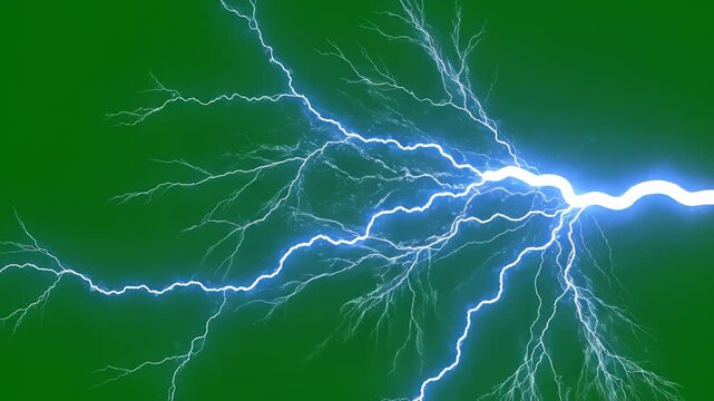 Lightning bolt on green background perfect for UI/UX design and motion graphics