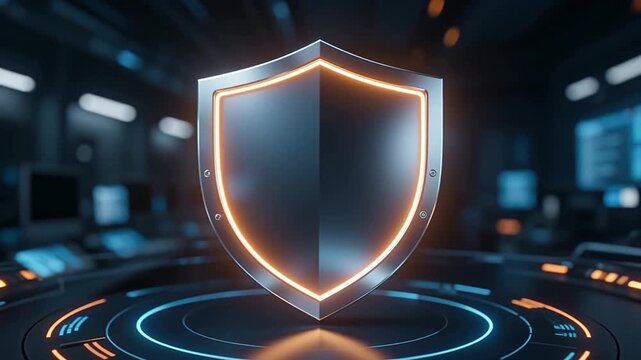 Sparkling digital shield retinal scanner animation secure biometric eye protection system, futuristic surveillance technology