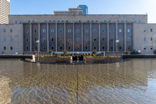 Oklahoma City, Oklahoma: Oklahoma City National Memorial and Museum, William J. Holloway Jr. United States Courthouse, Alfred P. Murrah Federal Building plaza, reflecting pool. 