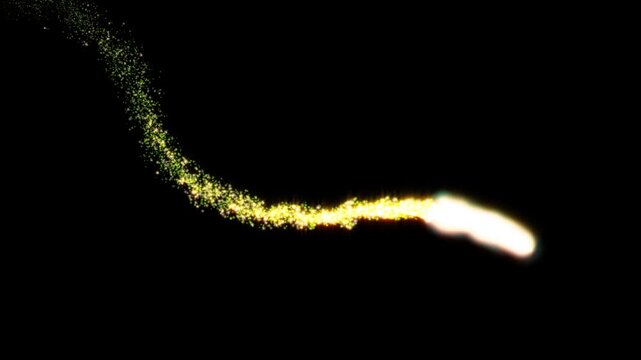 White glowing glitter line animation with sparkling dust, magic sparkles glitter line stars and fairy dust wand glitter stars trail on black screen background, 4K high quality motion graphics video
