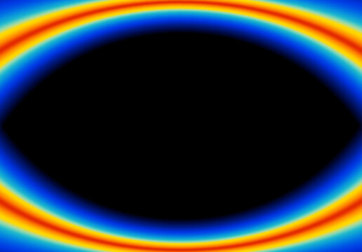 Abstract shape glowing in neon light with heatmap color palette