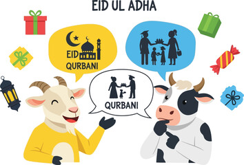 Fototapeta premium Colorful Abstract Goat Head Logo for Eid al Adha Festival Design