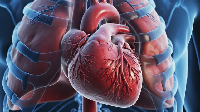 Human heart and circulatory system emphasizing healthcare innovation and patient well-being