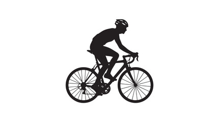 Obraz premium Vector silhouette of road cyclist with helmet and drop handlebars, dynamic sports transportation art