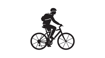 Fototapeta premium Vector silhouette of road cyclist with helmet and drop handlebars, dynamic sports transportation art