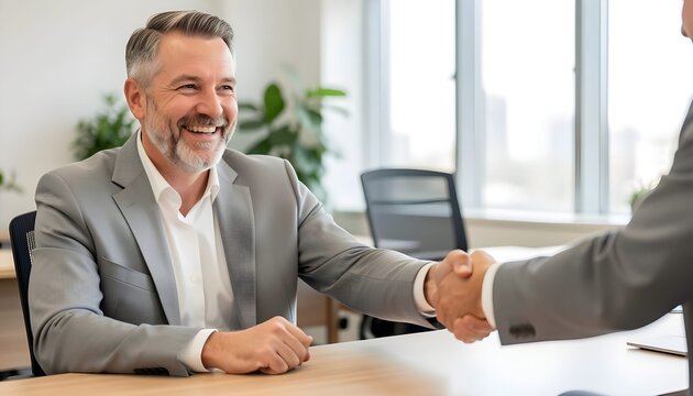directeur serre la main d'un &eacute;quipier
