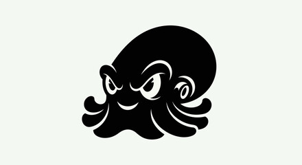 Black octopus illustration on white background © Yoamn