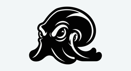 Black octopus illustration on white background © Yoamn