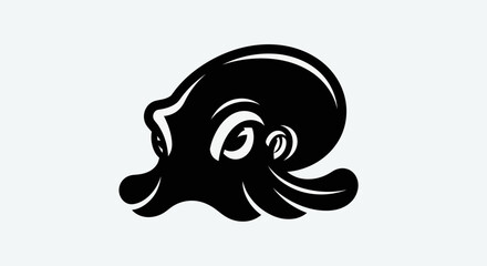 Black octopus illustration on white background © Yoamn
