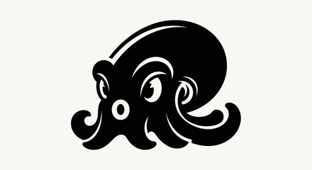 Black octopus illustration on white background © Yoamn