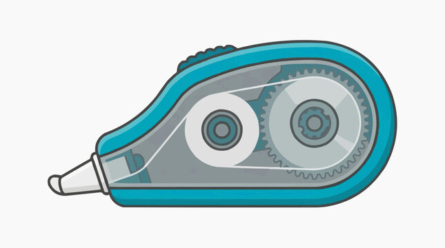A close-up, high-angle studio shot of a white-out tape dispenser, emphasizing its clean, modern design and utility.