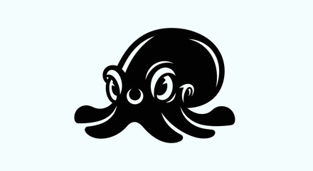 Black octopus silhouette isolated on white © Yoamn