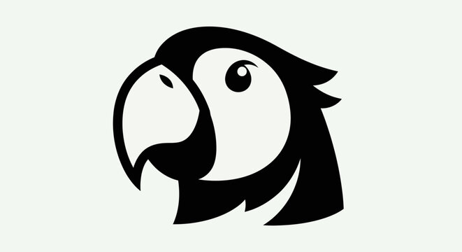 Black parrot head logo illustration