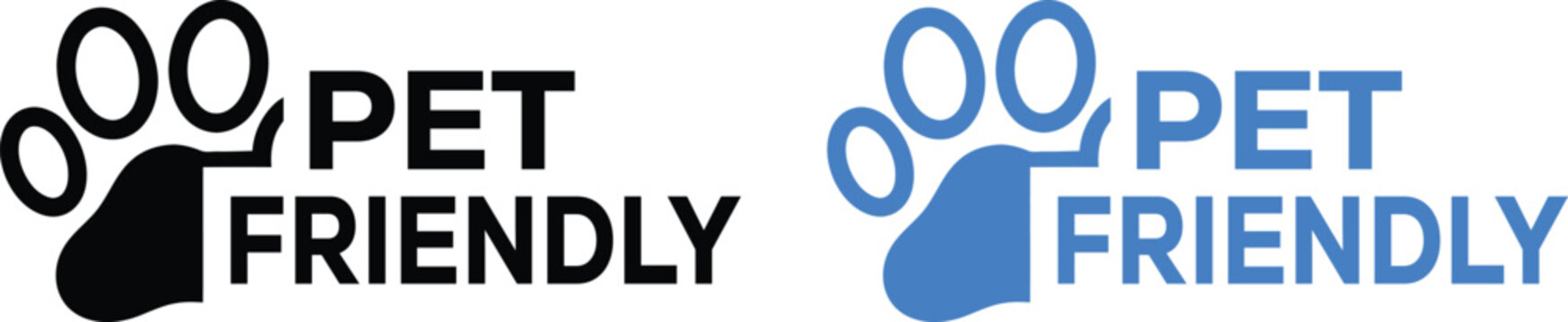 Pet Friendly Sign Paw Print Badge Dog Cat Allowed Icon