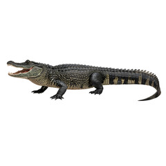 Fototapeta premium Large alligator standing with open mouth isolated on transparent background