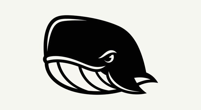 Black whale head silhouette graphic