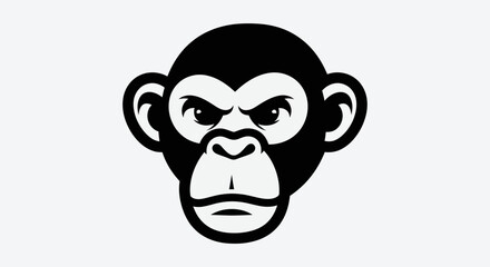 Bold monochrome monkey face vector illustration © Yoamn