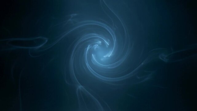 Abstract Blue Vapor Vortex with Glowing Center Spiral Motion