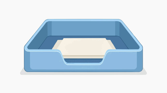 A minimalistic depiction of an empty inbox with few papers nestled inside. This minimalist representation highlights the concept of organization and paperwork.