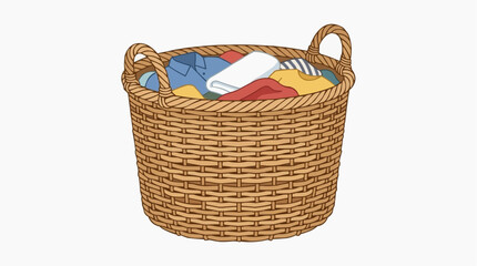 Obraz premium A basket of colorful, folded clothes ready for laundry, a perfect scene to evoke a sense of home and domestic life.