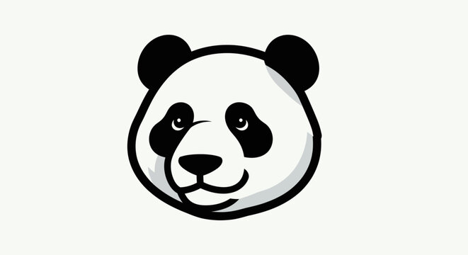 Cartoon panda face on white background