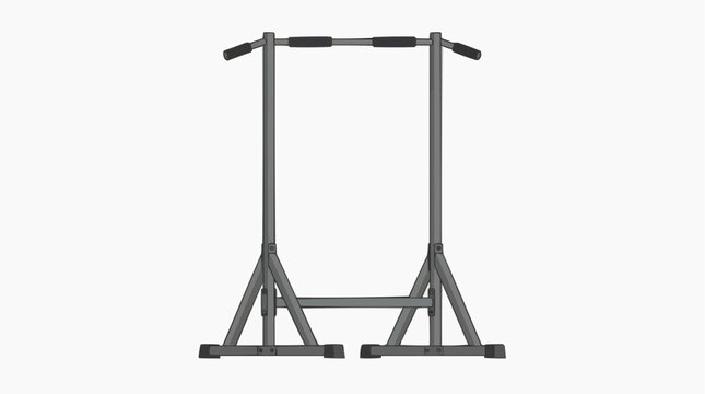 A sturdy pull-up bar stands isolated, a testament to strength training and fitness. A piece of workout equipment on a studio or gym setup.