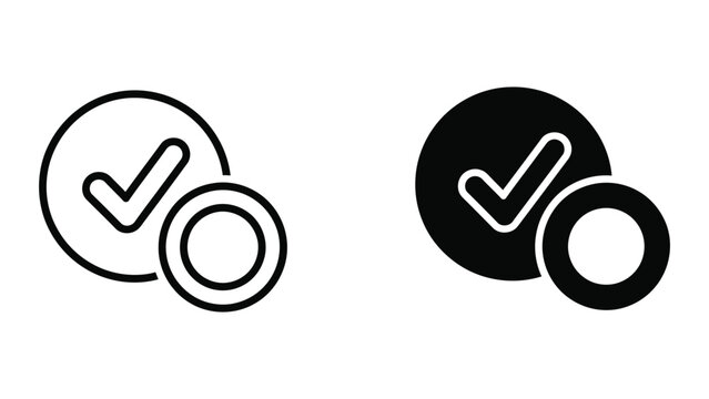 Checkmark inside circle with letter c icon design