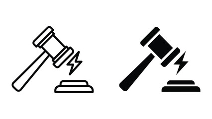 Judges gavel striking with lightning effect illustration © Jahidul