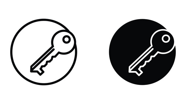 Minimalist key icon with positive and negative contrast circles