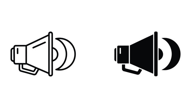 Black and white megaphone speaker icons set