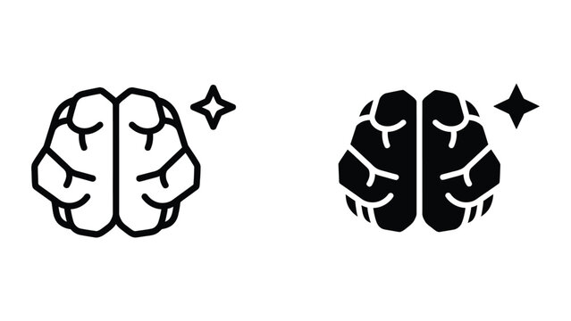 Two brain icons with sparkle effects side by side