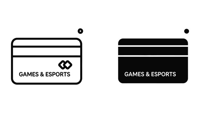 Minimalist games and esports credit card icons set