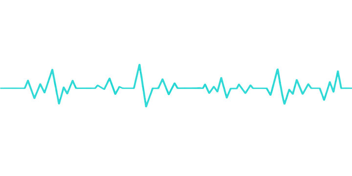 A medical ekg monitor displays a green heartbeat wave forming a heart shape on a blue electrocardiogram pulse graph illustration for hospital health and cardio medicine