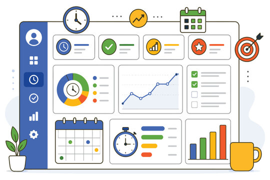 Productivity dashboard with business analytics and planning tools