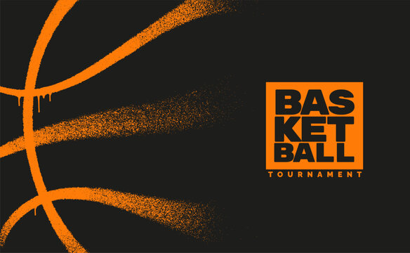 Sports Event Banner. Abstract basketball with spray lines, modern street art style vector illustration.