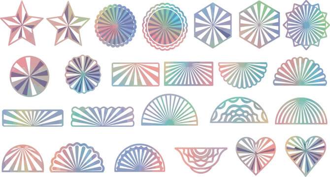 Colorful geometric star and heart patterns collection Vector