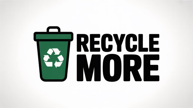 Encouraging sustainable practices with an illustrative graphic featuring a recycling bin and a clear 'RECYCLE MORE' message