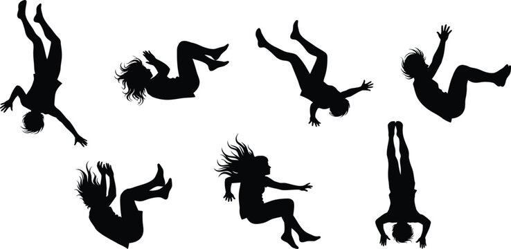 Dynamic human figures exploring movement and vector forces in silhouette