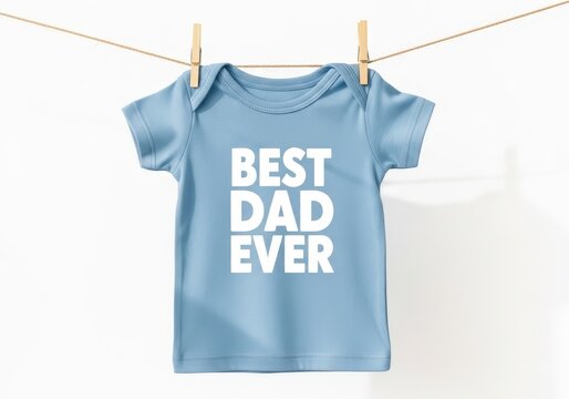 Blue baby t-shirt with best dad ever text