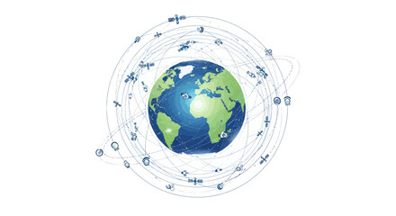 Global Satellite Network Orbiting Earth: Communication, Technology, Connectivity © Kebaya